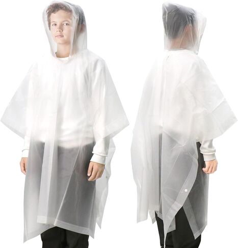 ANYOO 2 Pack Raincoats for Kids Emergency Ponchos Reusable Rain Poncho with Hood Waterproof Rain Coats for Boys and Girls in Kuwait