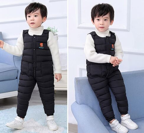Toddler Snow Pants Baby Boy Winter Clothes Down Coat Puffer Windproof Winter Warm Snow Ski Bib Overalls Snowsuit in Kuwait