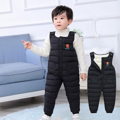 Toddler Snow Pants Baby Boy Winter Clothes Down Coat Puffer Windproof Winter Warm Snow Ski Bib Overalls Snowsuit in Kuwait