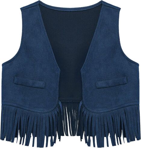 Baby Boys Cowboy Suede Vest Open Front Fringe Tassels Dressy Waistcoat for Halloween Party in Saudi Arabia