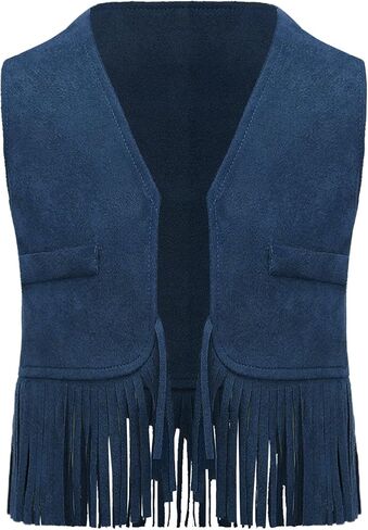 Baby Boys Cowboy Suede Vest Open Front Fringe Tassels Dressy Waistcoat for Halloween Party in Saudi Arabia