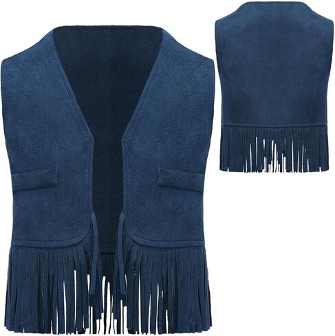 Baby Boys Cowboy Suede Vest Open Front Fringe Tassels Dressy Waistcoat for Halloween Party in Saudi Arabia