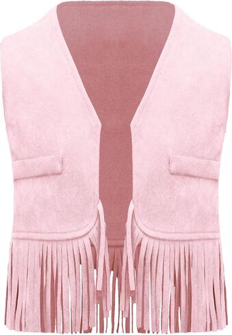 Baby Boys Cowboy Suede Vest Open Front Fringe Tassels Dressy Waistcoat for Halloween Party in Saudi Arabia