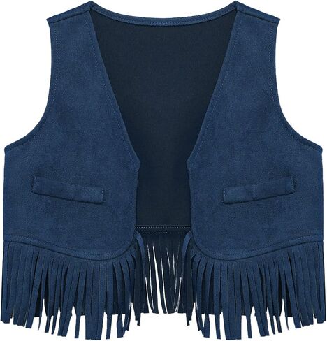 Moily Baby Boys Girls Western Cowboy Cowgirl Vest Sleeveless Open Front Tassel Fringe Waistcoat Outerwear Top in Kuwait