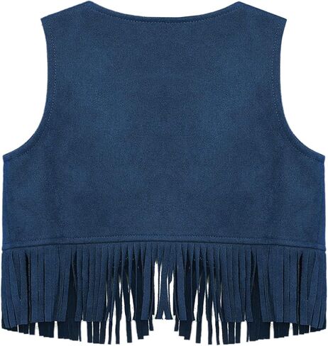 Moily Baby Boys Girls Western Cowboy Cowgirl Vest Sleeveless Open Front Tassel Fringe Waistcoat Outerwear Top in Kuwait