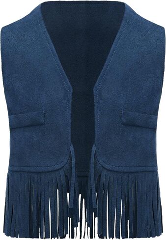 Moily Baby Boys Girls Western Cowboy Cowgirl Vest Sleeveless Open Front Tassel Fringe Waistcoat Outerwear Top in Kuwait