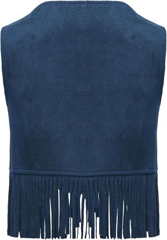 Moily Baby Boys Girls Western Cowboy Cowgirl Vest Sleeveless Open Front Tassel Fringe Waistcoat Outerwear Top in Kuwait