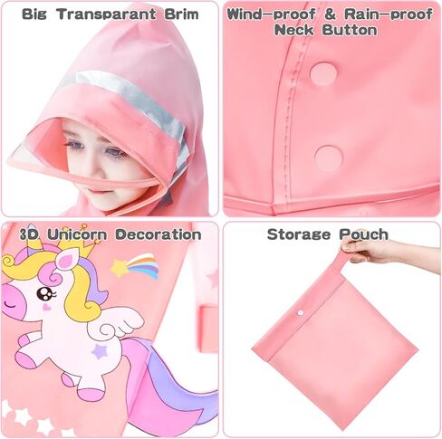 SSAWcasa Toddler Rain Jacket Girls, Kids Rain Poncho Coat with Hood, Children Baby Boys Raincoat Rainwear Gear Outerwear in Kuwait