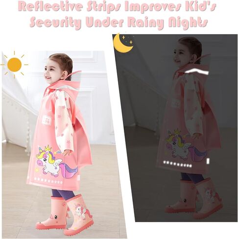 SSAWcasa Toddler Rain Jacket Girls, Kids Rain Poncho Coat with Hood, Children Baby Boys Raincoat Rainwear Gear Outerwear in Kuwait
