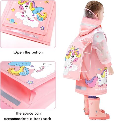 SSAWcasa Toddler Rain Jacket Girls, Kids Rain Poncho Coat with Hood, Children Baby Boys Raincoat Rainwear Gear Outerwear in Kuwait