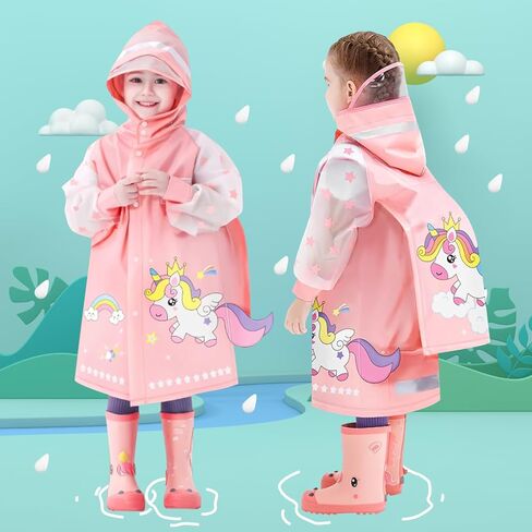 SSAWcasa Toddler Rain Jacket Girls, Kids Rain Poncho Coat with Hood, Children Baby Boys Raincoat Rainwear Gear Outerwear in Kuwait