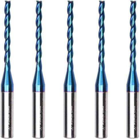 3 Flutes CNC Spiral Router Bit NACO Coating Up Cut End Mill with 1/8 inch Cutting Diameter 1/4 inch Shank STF335 in Kuwait