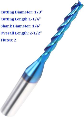 3 Flutes CNC Spiral Router Bit NACO Coating Up Cut End Mill with 1/8 inch Cutting Diameter 1/4 inch Shank STF335 in Kuwait