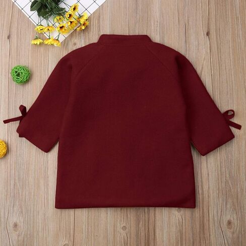 Evelin LEE Kids Girls Winter Warm Wool Blend Jacket Coat Bowknot Stand Collar Outwear Overcoat in Kuwait