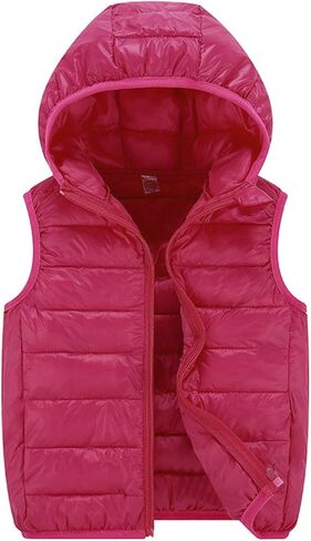 Boys Girls Winter Hooded Puffer Vest Lightweight Sleeveless Puffer Jacket Packable Quilted Vest Kids Padded Down Coat in Saudi Arabia
