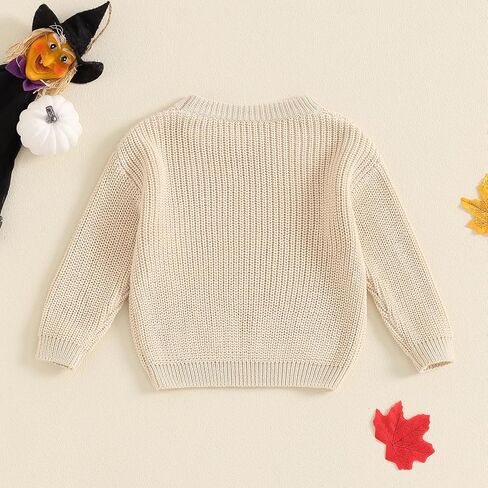 Baby Boy Girl Halloween Sweater Embroidery Long Sleeve Crewneck Knit Sweatshirt Toddler Fall Winter Pullover in Saudi Arabia