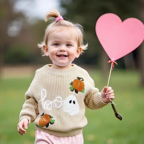 Baby Boy Girl Halloween Sweater Embroidery Long Sleeve Crewneck Knit Sweatshirt Toddler Fall Winter Pullover in Saudi Arabia