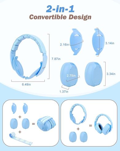 [2-in-1] Baby Ear Muffs Noise Protection - [Two Modes] Baby Headphones for Noise Cancelling Headphones- Infant Headphones Noise Cancelling - Ear Protection for 3 Months to 4 Years in Saudi Arabia