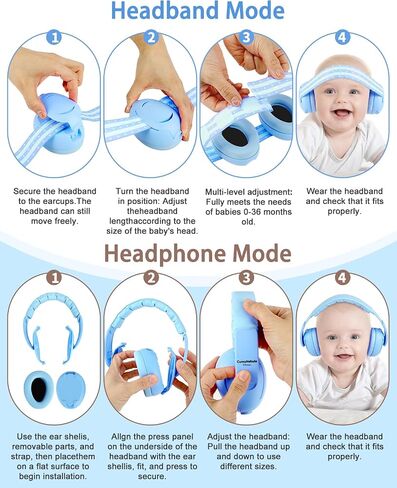 [2-in-1] Baby Ear Muffs Noise Protection - [Two Modes] Baby Headphones for Noise Cancelling Headphones- Infant Headphones Noise Cancelling - Ear Protection for 3 Months to 4 Years in Saudi Arabia