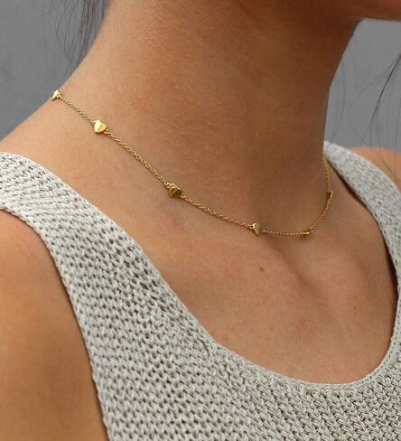 S.J JEWELRY Women Simple Delicate Full Moon 14K Gold Plated/Rose Gold/Silver Plated Layered Pendant Handmade Star Chokers Necklaces-CK-Star in Kuwait