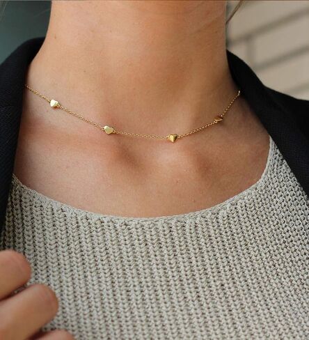S.J JEWELRY Women Simple Delicate Full Moon 14K Gold Plated/Rose Gold/Silver Plated Layered Pendant Handmade Star Chokers Necklaces-CK-Star in Kuwait