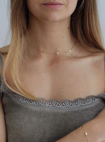 S.J JEWELRY Women Simple Delicate Full Moon 14K Gold Plated/Rose Gold/Silver Plated Layered Pendant Handmade Star Chokers Necklaces-CK-Star in Kuwait