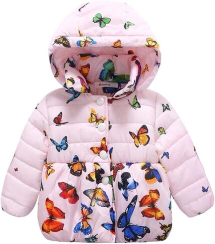 Nine Minow Baby Girls Winter Jacket Coat Butterfly Print Jacket Children Outerwear in Saudi Arabia