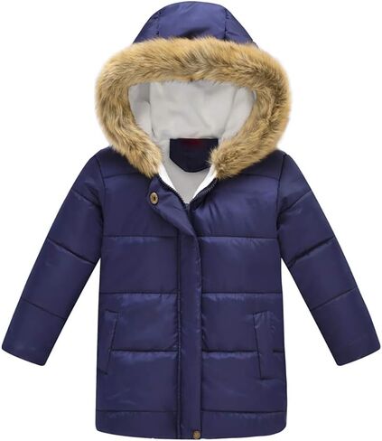 Kids Boys Girls Floral Print Winter Coat Cotton Parka Hooded Snowsuit Warm Fur Hooded Down Windproof Puffer Jacket Outerwear in Kuwait