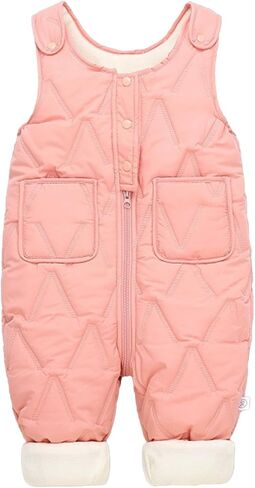 Yartina Toddler Baby Snow Pants Puffer Bibs Overalls Winter Fleece Thick Warm Snowsuit Jumpsuit with Pockets in Saudi Arabia