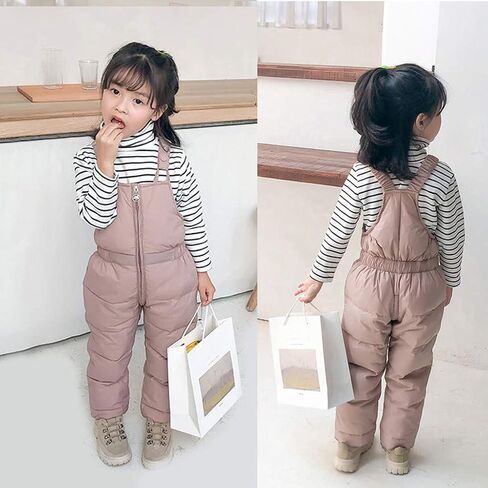 Baby Toddlers Snow Bib Overalls Snowsuit Winter Warm Down Pants Thicken Windproof Water-Resistan𝐭 Ski Pants in Kuwait