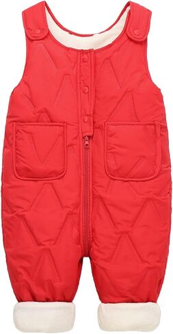 Toddler Puffer Snow Pants Baby Girls Boys Fleece Lined Overalls Snowsuit Winter Thick Warm Snow Bibs Jumpsuit in Saudi Arabia