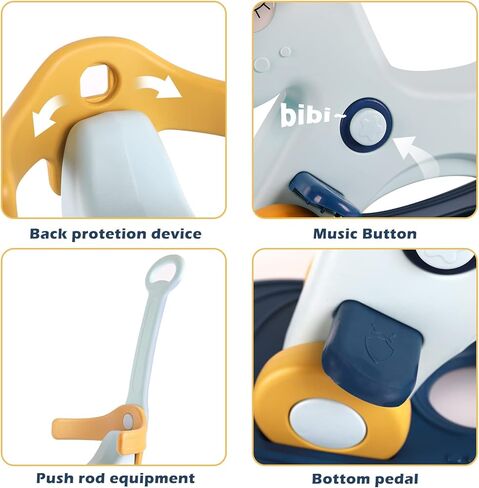 4 في 1 حصان هزاز للأطفال الصغار من 1-3 سنوات ، هدية عيد ميلاد الأطفال المتعة للأطفال 1+ أولاد ، ركوب لعبة مع لوحة توازن قابلة للفصل ومسند القدمين الدراجة مع مقبض الدفع ， الأزرق in Kuwait