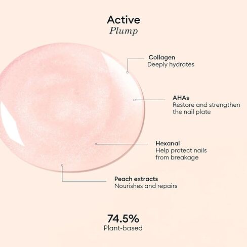 Manucurist Active Plump Nail Polish & Care - Collagen & Peach Extract - No Lamp - Nail Hydrator with Ultra-Glossy Baby Rose Shimmer for Instant Plumping Effect - Nail Volumizer - Vegan & Plant-Based in Saudi Arabia