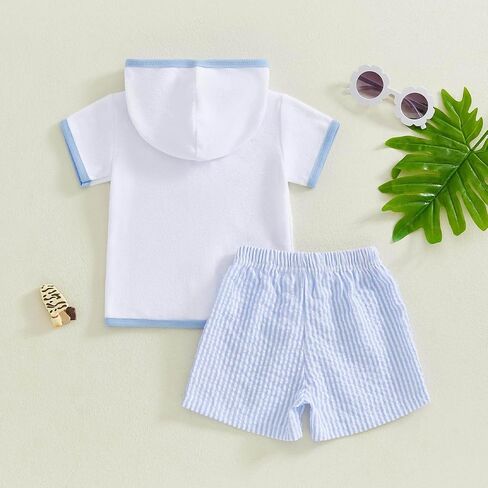 Toddler Baby Boys Girls Swim Cover Up Zipper Bathing Suit Short Sleeve Hooded Tops Shorts Set Swimwear Cover-Up Sets in Saudi Arabia