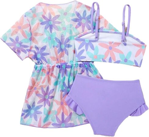 Iiniim Little Girls 3 قطعة ملابس السباحة بيكيني فستان قصير الأكمام in Kuwait