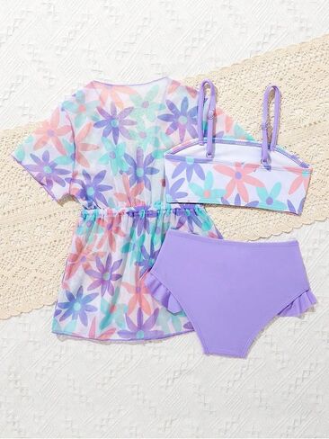 Iiniim Little Girls 3 قطعة ملابس السباحة بيكيني فستان قصير الأكمام in Kuwait