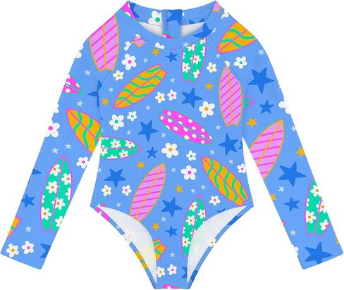 Toddler Swimsuit Girl Long Sleeve Baby Girls Bathing Suit One Piece Zipper Rash Guard UPF 50 in Saudi Arabia