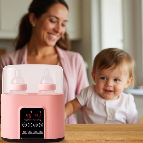Baby Bottle Warmer for Girls – Dual Bottle Heating for Formula, Breastmilk & Baby Food, Steam Sterilizer for Bottles and Pacifiers, Accurate Temp Control for Safe, Gentle Warming in Saudi Arabia