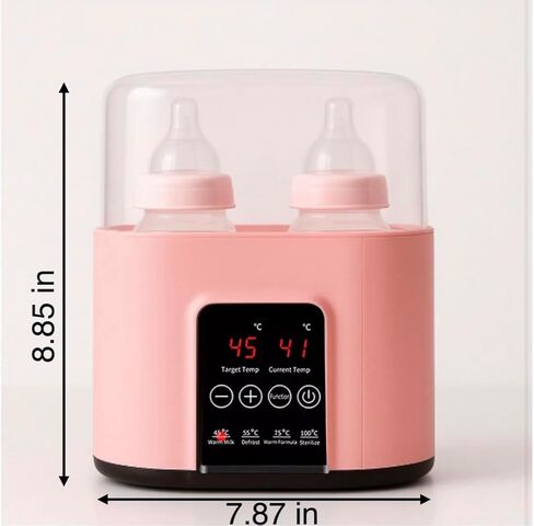 Baby Bottle Warmer for Girls – Dual Bottle Heating for Formula, Breastmilk & Baby Food, Steam Sterilizer for Bottles and Pacifiers, Accurate Temp Control for Safe, Gentle Warming in Saudi Arabia