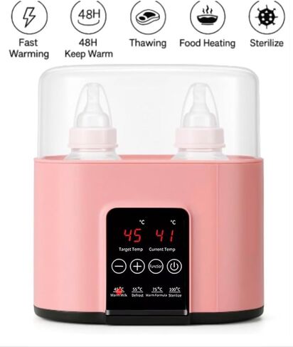 Baby Bottle Warmer for Girls – Dual Bottle Heating for Formula, Breastmilk & Baby Food, Steam Sterilizer for Bottles and Pacifiers, Accurate Temp Control for Safe, Gentle Warming in Saudi Arabia