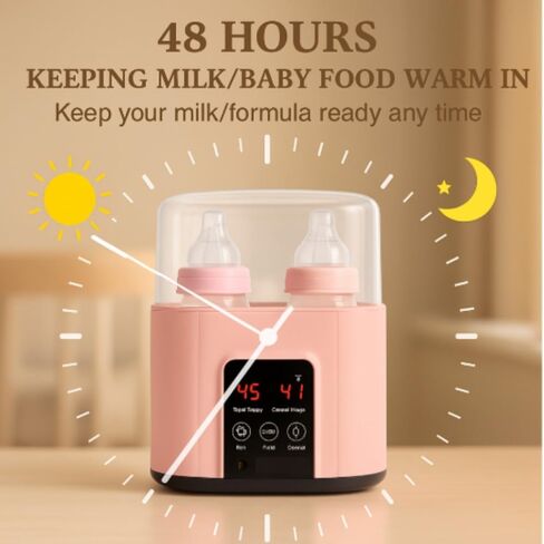 Baby Bottle Warmer for Girls – Dual Bottle Heating for Formula, Breastmilk & Baby Food, Steam Sterilizer for Bottles and Pacifiers, Accurate Temp Control for Safe, Gentle Warming in Saudi Arabia