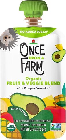 Once Upon a Farm Organic Fruit And Veggie Blend, Wild Rumpus Avocado, 3.2 Oz in Saudi Arabia
