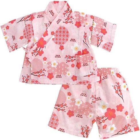 Jinbei Kids Girls Boys Top Bottom Set Kimono Baby Summer Cotton Japanese Style in Saudi Arabia