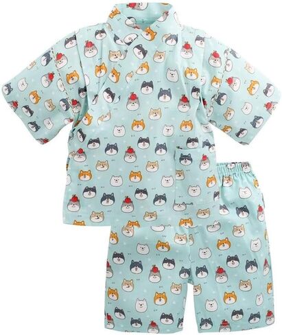Jinbei Kids Girls Boys Top Bottom Set Kimono Baby Summer Cotton Japanese Style in Saudi Arabia