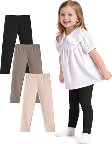 Witwot 3 Pack Baby Girls Leggings Toddler Kids Soft Cotton Pants Size 18M-5T in Kuwait