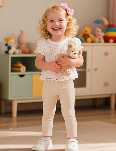 Witwot 3 Pack Baby Girls Leggings Toddler Kids Soft Cotton Pants Size 18M-5T in Kuwait