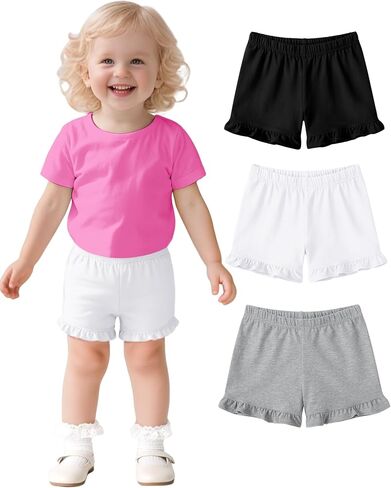 3 Pack Baby Girls Ruffle Shorts Toddler Cotton Dance Shorts Soft Summer Clothes Size 18M-5T in Saudi Arabia