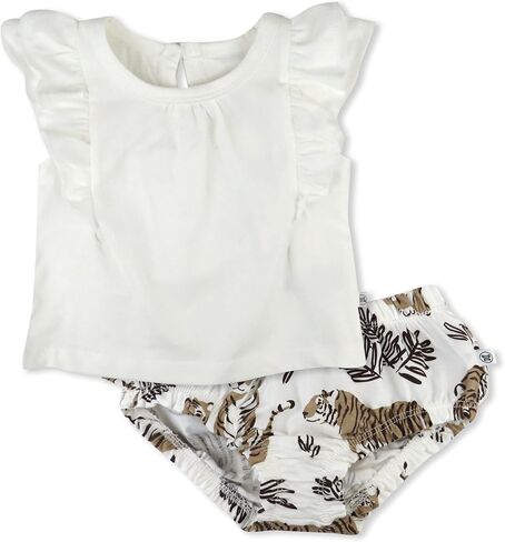 HonestBaby Flutter Tee, Tank Top with Ruffle Diaper Cover 100% Organic Cotton for Infant Baby and Toddler Girls in Saudi Arabia