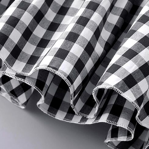 Baby Girls Summer Crewneck Puff Short Sleeve Plaid Blouse Shirt Toddler Kids Ruffle Peplum Smock Crop Tops Trendy Soft in Kuwait