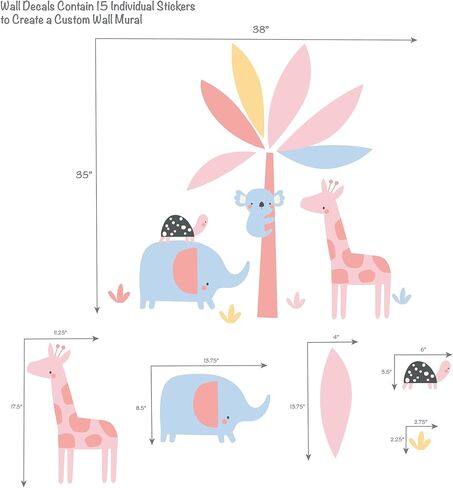 Lambs & Ivy Snuggle Pastel Pastel Safari Cotton Jersey 5 قطع مجموعة أسرة سرير in Saudi Arabia